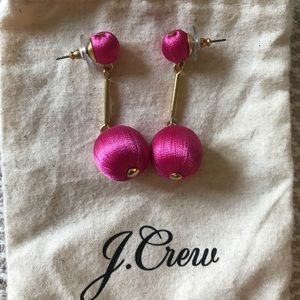 J. Crew hot pink drop ball earrings